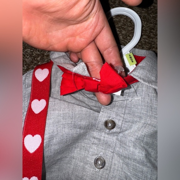 NWT Cat & Jack Baby Boys Denim Heart Suspender Set (Size: 0-3 Months) - Picture 2 of 5
